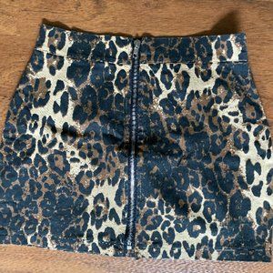 PRETTY LITTLE THING LEOPARD ZIP UP SKIRT